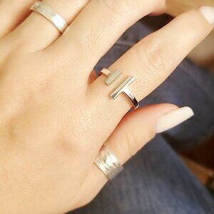 Sterling Silver Bar Ring, Double Bar Ring, T Ring, Statement Ring, 925 Stamped,